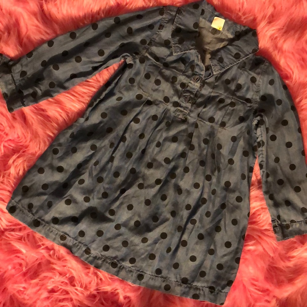 Polka dot chambray dress